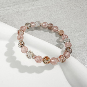 天然石│草莓晶 ‧ 黑金超七│美神降臨 ‧ 水晶手串