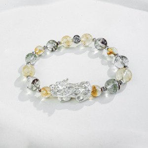 天然石│黃水晶 ‧ 綠幽靈│聚財之森 ‧ 水晶手串