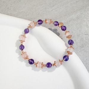 天然石│粉水晶 ‧ 紫水晶│暮紫之戀 ‧ 水晶手串