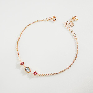 天然石│托帕石 ‧ 粉碧璽│幸福約定 ‧ 純銀手鍊