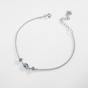 天然石│托帕石 ‧ 堇青石│幸福約定 ‧ 純銀手鍊