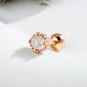 天然石│月光石幸福輪廓 ‧ 純銀耳環 (單支)