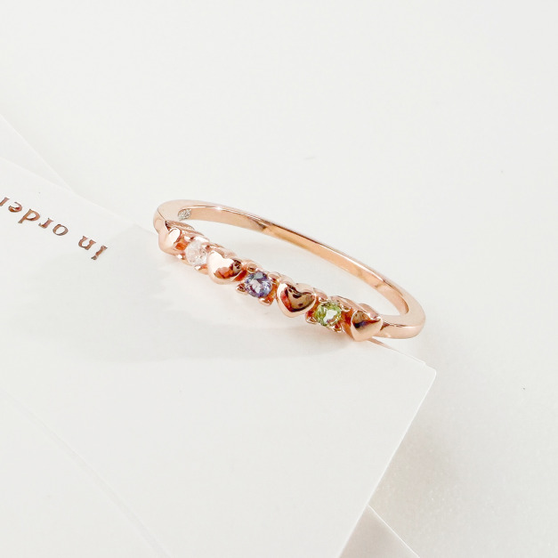 天然石│月光石 ‧ 堇青石 ‧ 橄欖石│心心相印尾戒 ‧ 純銀戒指