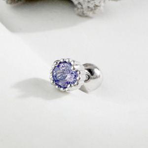 天然石│坦桑石幸福輪廓 ‧ 純銀耳環 (單支)