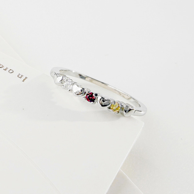 天然石│月光石 ‧ 石榴石 ‧ 黃水晶│心心相印尾戒 ‧ 純銀戒指