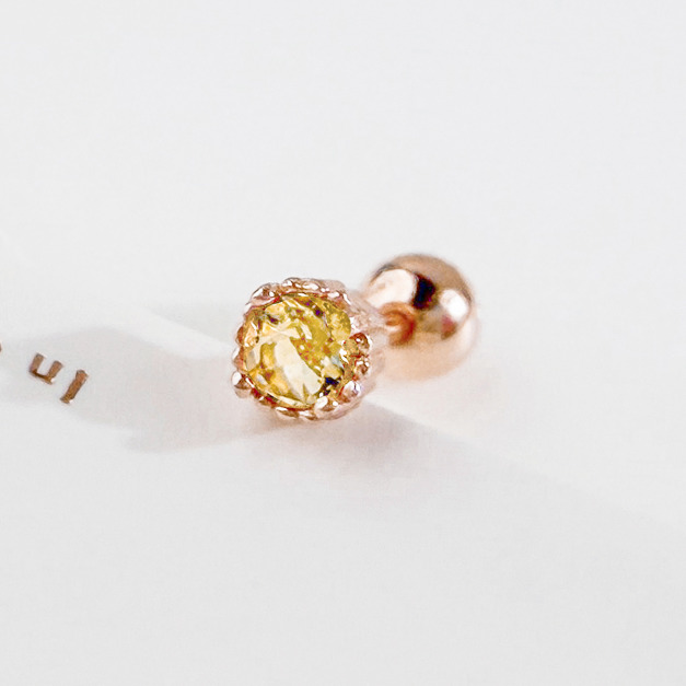 天然石│黃水晶幸福輪廓 ‧ 純銀耳環 (單支)