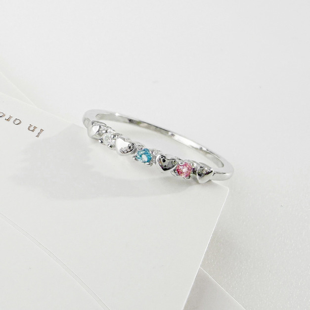 天然石│月光石 ‧ 托帕石 ‧ 粉碧璽│心心相印尾戒 ‧ 純銀戒指