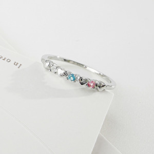 天然石│月光石 ‧ 托帕石 ‧ 粉碧璽│心心相印尾戒 ‧ 純銀戒指