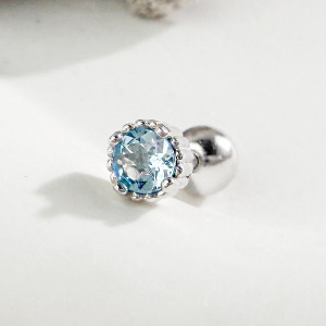 天然石│托帕石幸福輪廓 ‧ 純銀耳環 (單支)