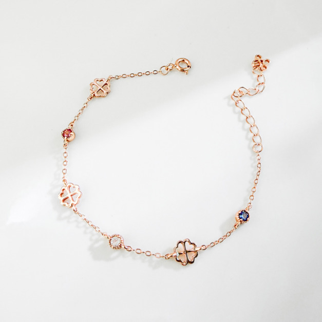 天然石│粉碧璽 ‧ 月光石 ‧ 堇青石│幸運來臨 ‧ 純銀手鍊