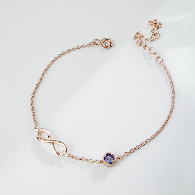 天然石│坦桑石無限美好 ‧ 純銀手鍊