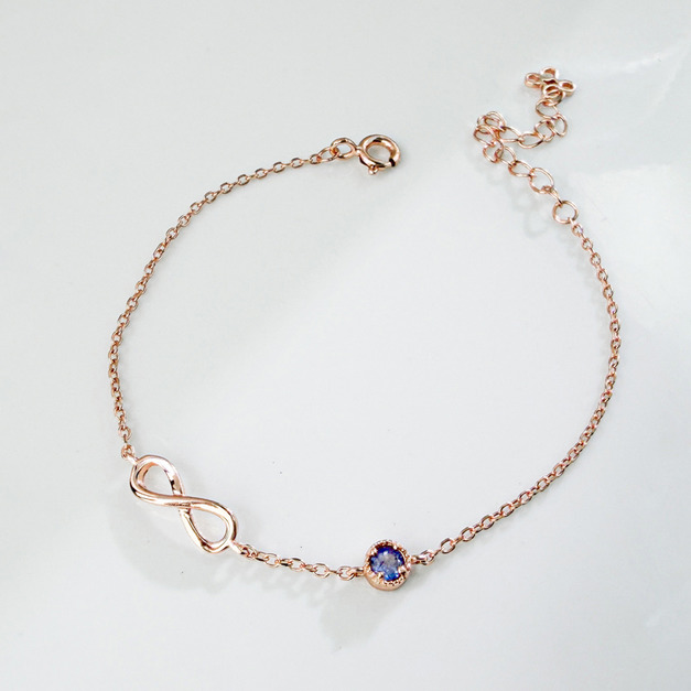 天然石│坦桑石無限美好 ‧ 純銀手鍊