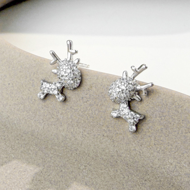 小鑽麋鹿 ‧ 純銀耳環