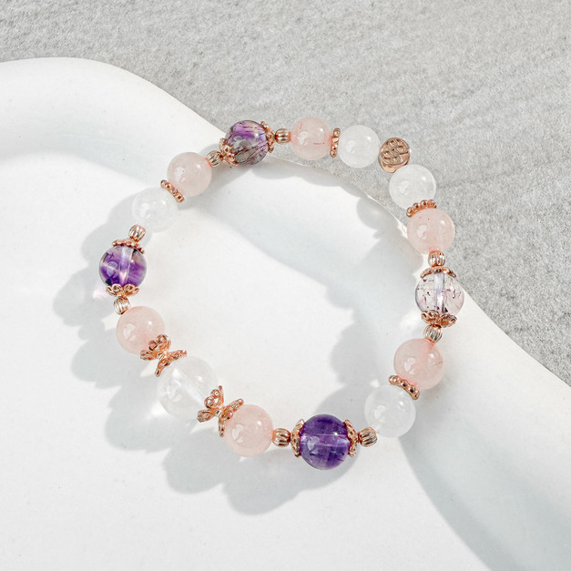 天然石│白幽靈 ‧ 粉水晶 ‧ 超七│春日和煦 ‧ 水晶手串