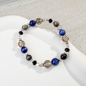 天然石│藍晶石 ‧ 黑骨幹 ‧ 黑金超七 ‧ 黑碧璽│星夜自成 ‧ 水晶手串