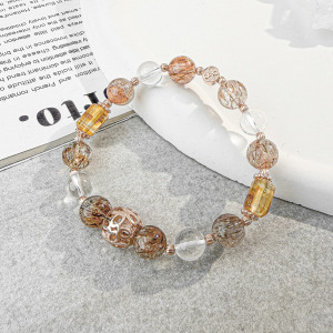 天然石│黑金超七 ‧ 白水晶 ‧ 黃水晶│人生贏家 ‧ 水晶手串