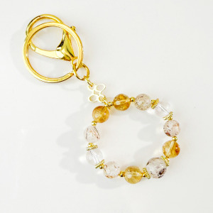 天然石│黑金超七 ‧ 黃水晶 ‧ 白水晶│祈願水晶鑰匙圈