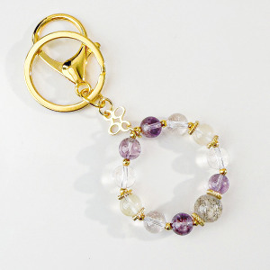 天然石│黑金超七 ‧ 紫水晶 ‧ 白水晶 ‧ 黃水晶│祈願水晶鑰匙圈