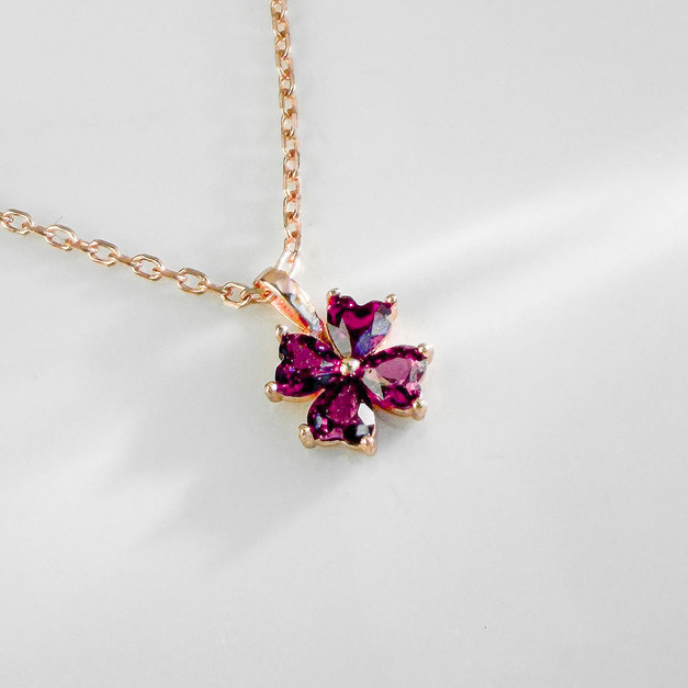 天然石│幸運草石榴石 ‧ 純銀項鍊