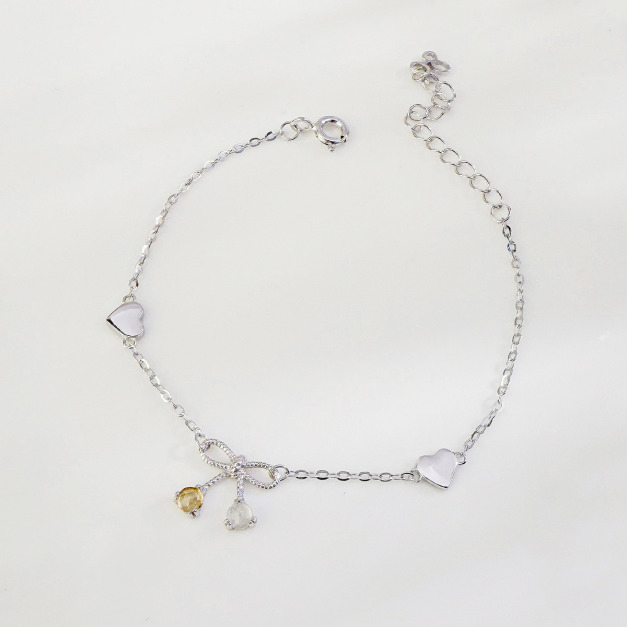 天然石│黃水晶 ‧ 月光石│真愛蝴蝶結 ‧ 純銀手鍊