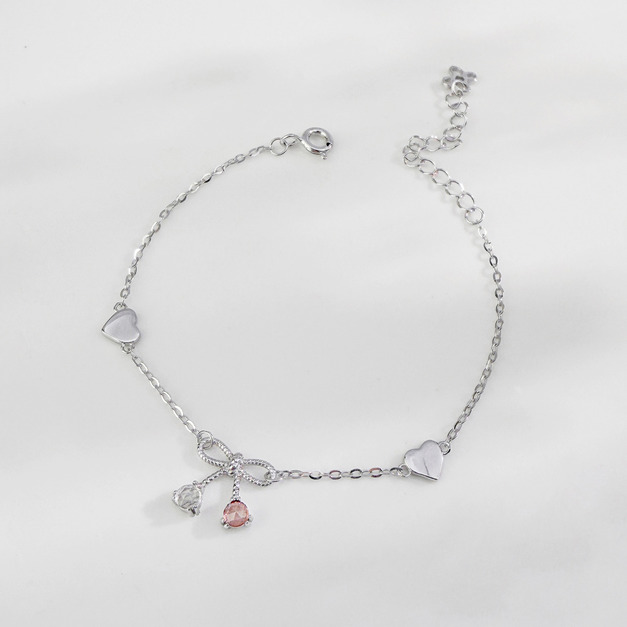 天然石│托帕石 ‧ 粉碧璽│真愛蝴蝶結 ‧ 純銀手鍊