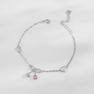 天然石│托帕石 ‧ 粉碧璽│真愛蝴蝶結 ‧ 純銀手鍊