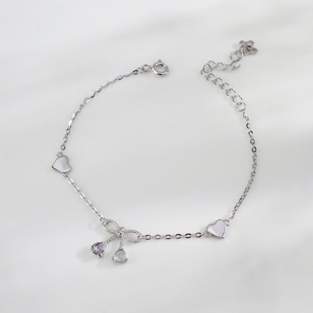 天然石│堇青石 ‧ 托帕石│真愛蝴蝶結 ‧ 純銀手鍊