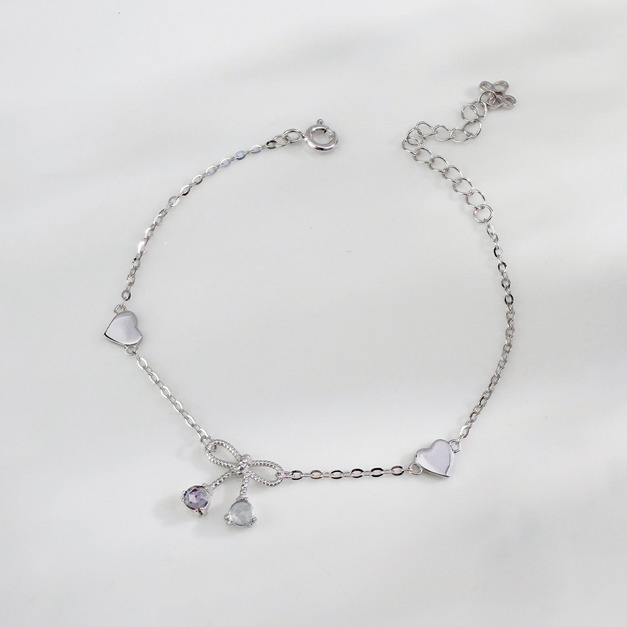 天然石│堇青石 ‧ 托帕石│真愛蝴蝶結 ‧ 純銀手鍊