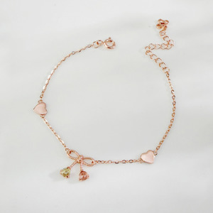 天然石│橄欖石 ‧ 粉碧璽│真愛蝴蝶結 ‧ 純銀手鍊