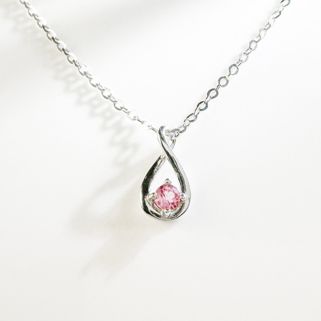 天然石│粉碧璽永恆無限 ‧ 純銀項鍊