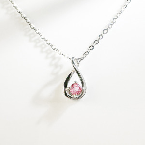 天然石│粉碧璽永恆無限 ‧ 純銀項鍊