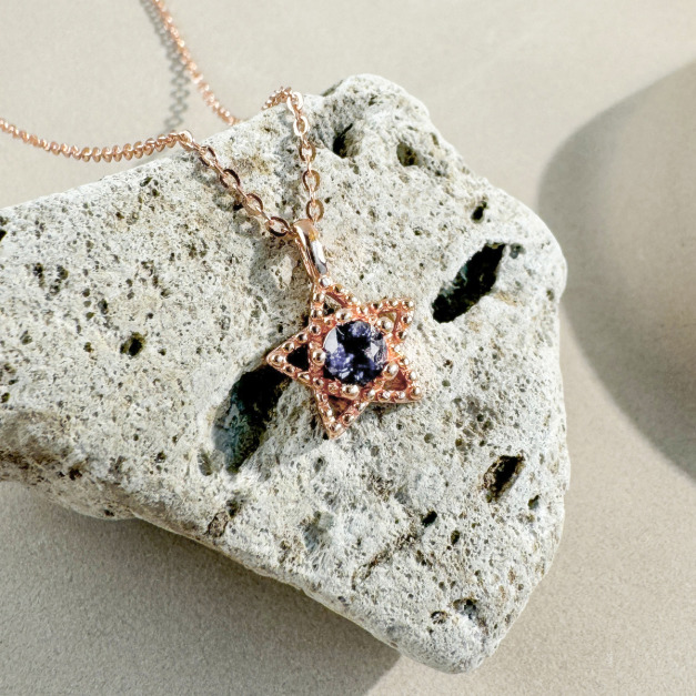 天然石│堇青石璀璨之星 ‧ 純銀項鍊