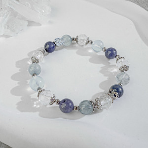 天然石│白水晶 ‧ 兔毛晶 ‧ 坦桑石 ‧ 海藍寶│思念之海 ‧ 水晶手串