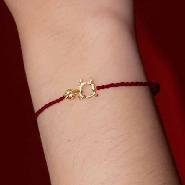 天然石│十二生肖│黃水晶盛世龍紅線 ‧ 純銀手鍊