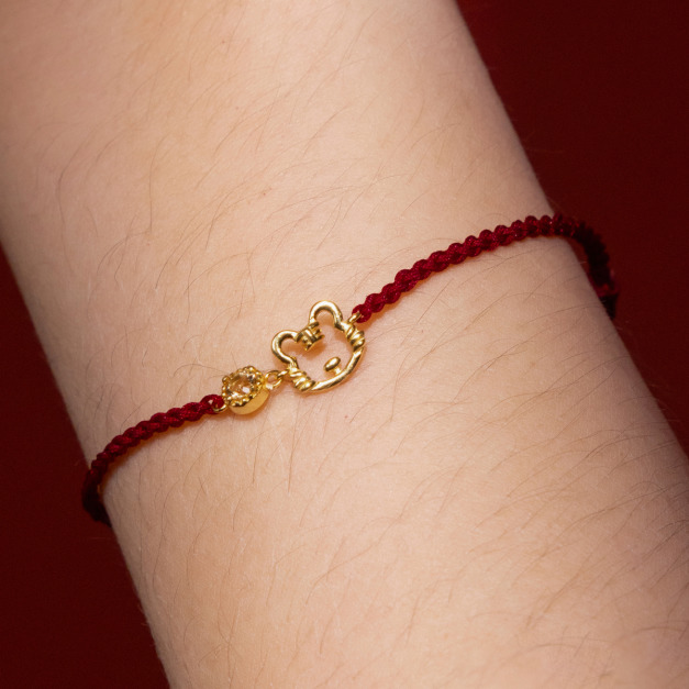 天然石│十二生肖│黃水晶曜金虎紅線 ‧ 純銀手鍊