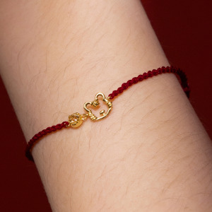 天然石│十二生肖│黃水晶曜金虎紅線 ‧ 純銀手鍊