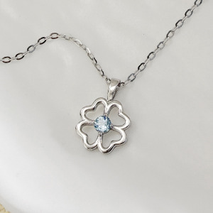 天然石│托帕石守護幸運草 ‧ 純銀項鍊