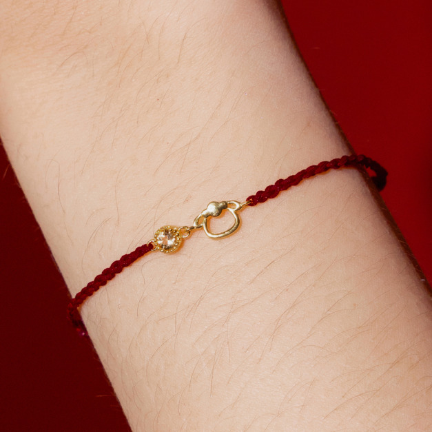 天然石│十二生肖│黃水晶和煦羊紅線 ‧ 純銀手鍊