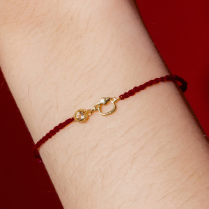 天然石│十二生肖│黃水晶和煦羊紅線 ‧ 純銀手鍊