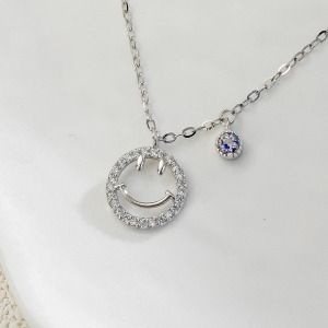 天然石│堇青石微笑滿鑽 ‧ 純銀項鍊