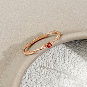 天然石│石榴石交織美好尾戒 ‧ 純銀戒指