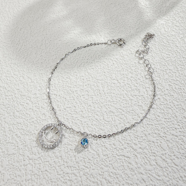 天然石│托帕石微笑滿鑽 ‧ 純銀手鍊