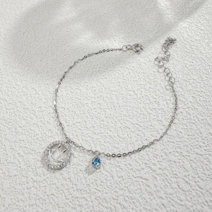 天然石│托帕石微笑滿鑽 ‧ 純銀手鍊