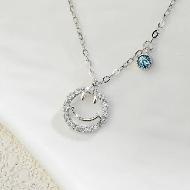 天然石│托帕石微笑滿鑽 ‧ 純銀項鍊