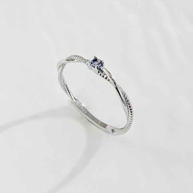 天然石│堇青石交織美好尾戒 ‧ 純銀戒指