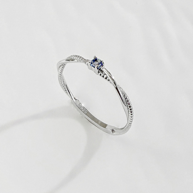 天然石│堇青石交織美好尾戒 ‧ 純銀戒指