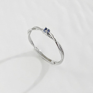 天然石│堇青石交織美好尾戒 ‧ 純銀戒指