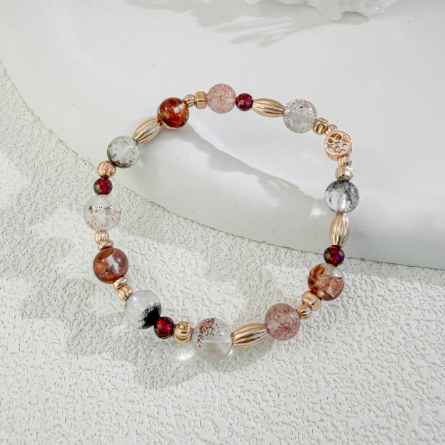 天然石│紅膠花 ‧ 紅幽靈 ‧ 石榴石 ‧ 草莓晶│絲雨探戈 ‧ 水晶手串