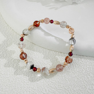 天然石│紅膠花 ‧ 紅幽靈 ‧ 石榴石 ‧ 草莓晶│絲雨探戈 ‧ 水晶手串