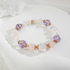 天然石│白水晶 ‧ 粉水晶 ‧ 紫水晶│幸福期盼 ‧ 水晶手串